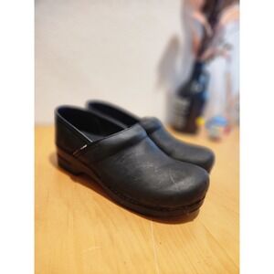 Dansko Black Leather Clogs Mens Slip On Shoes Comfortable Workwear Size 45‎